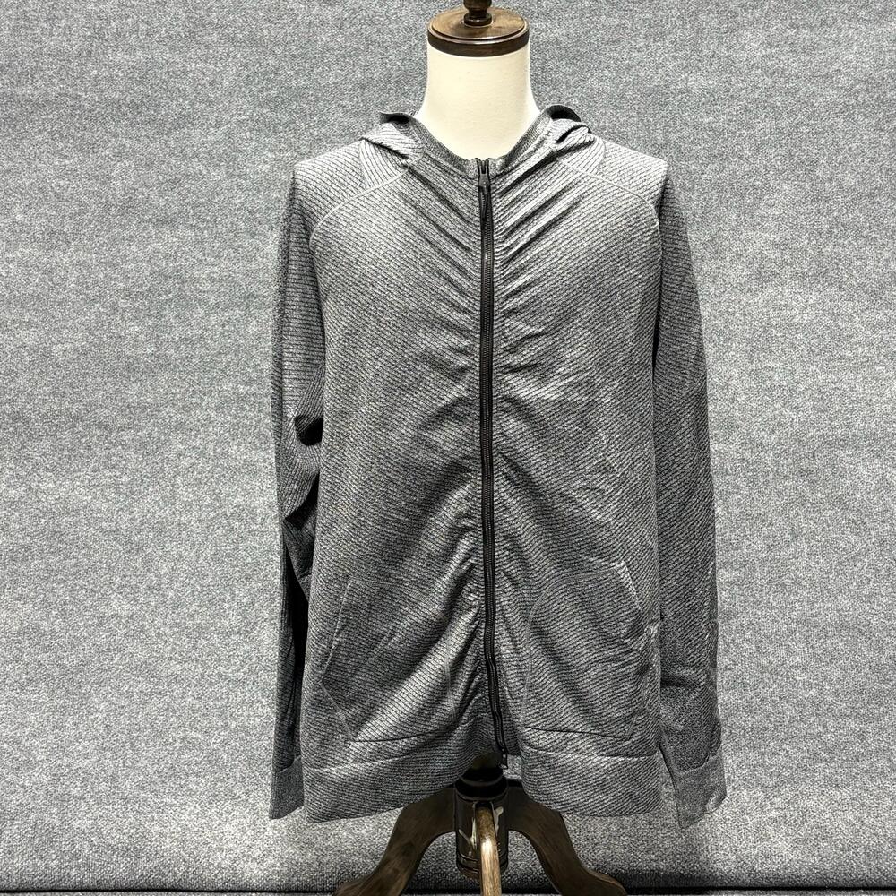 Adidas Reigning Champ Hoodie Mens Medium Gray Full Zip Stripe Lightweight Jersey